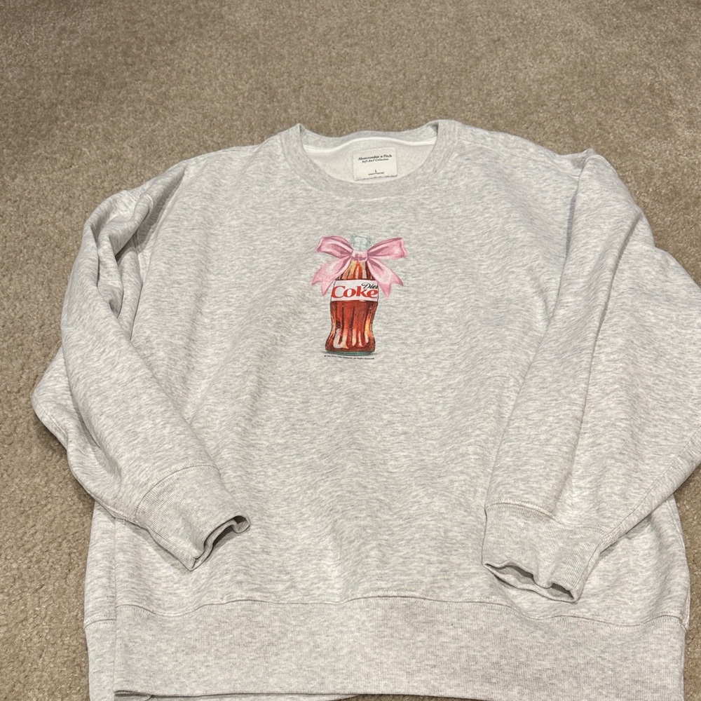 Abercrombie & Fitch Light Gray Sweatshirt with Pink Bow Design